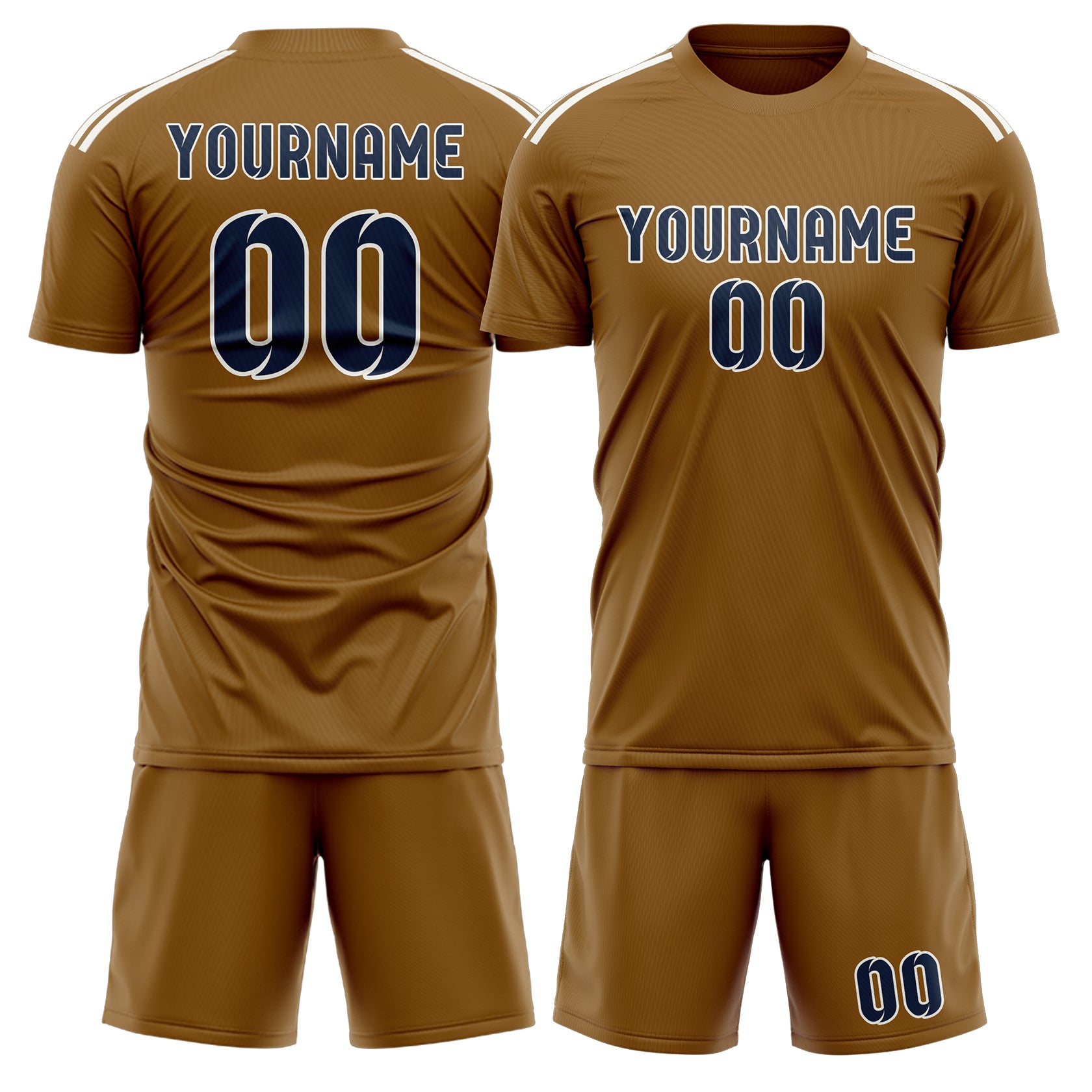 Custom Khaki Blue Soccer Set