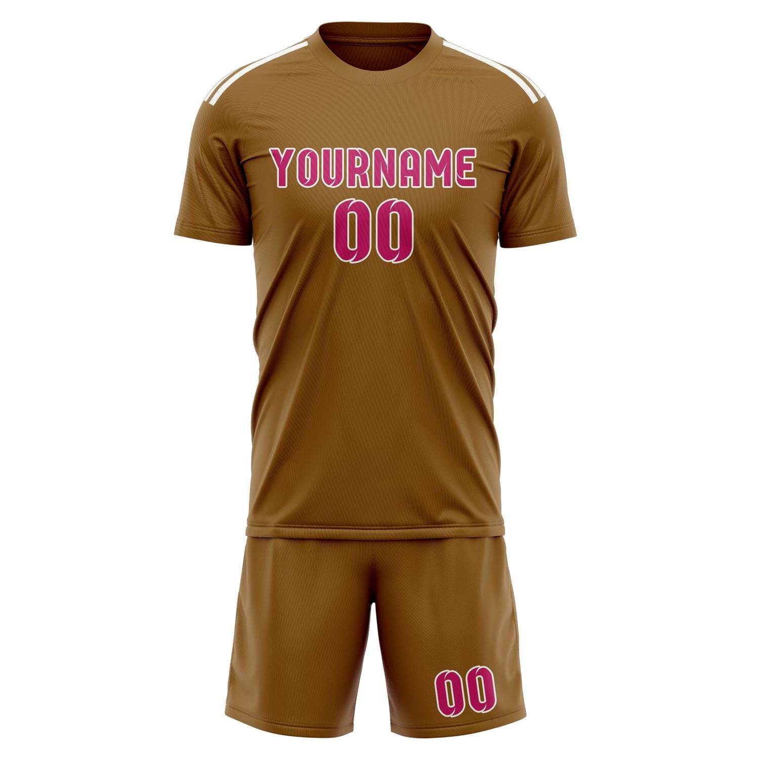 Custom Khaki Pink Soccer Set