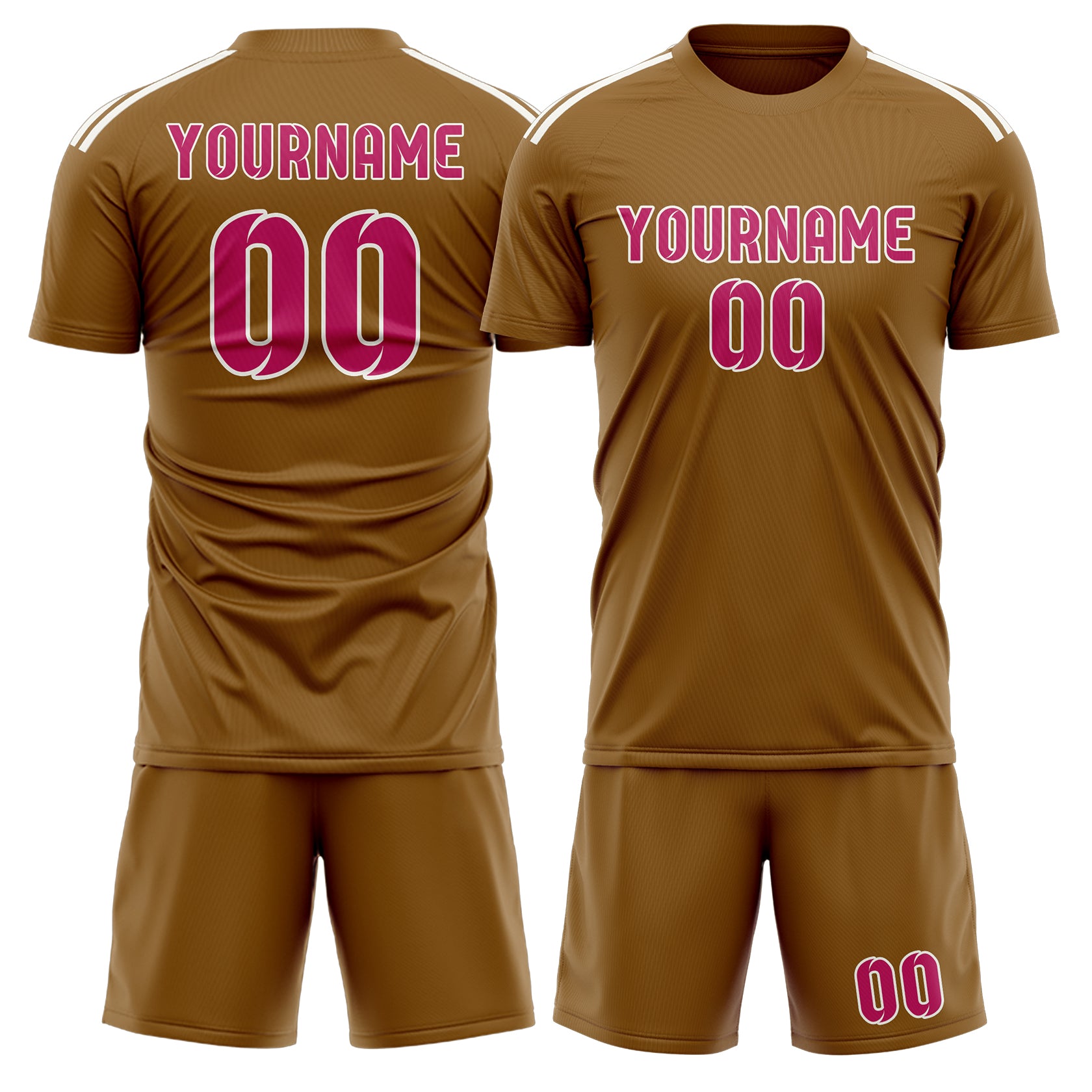 Custom Khaki Pink Soccer Set