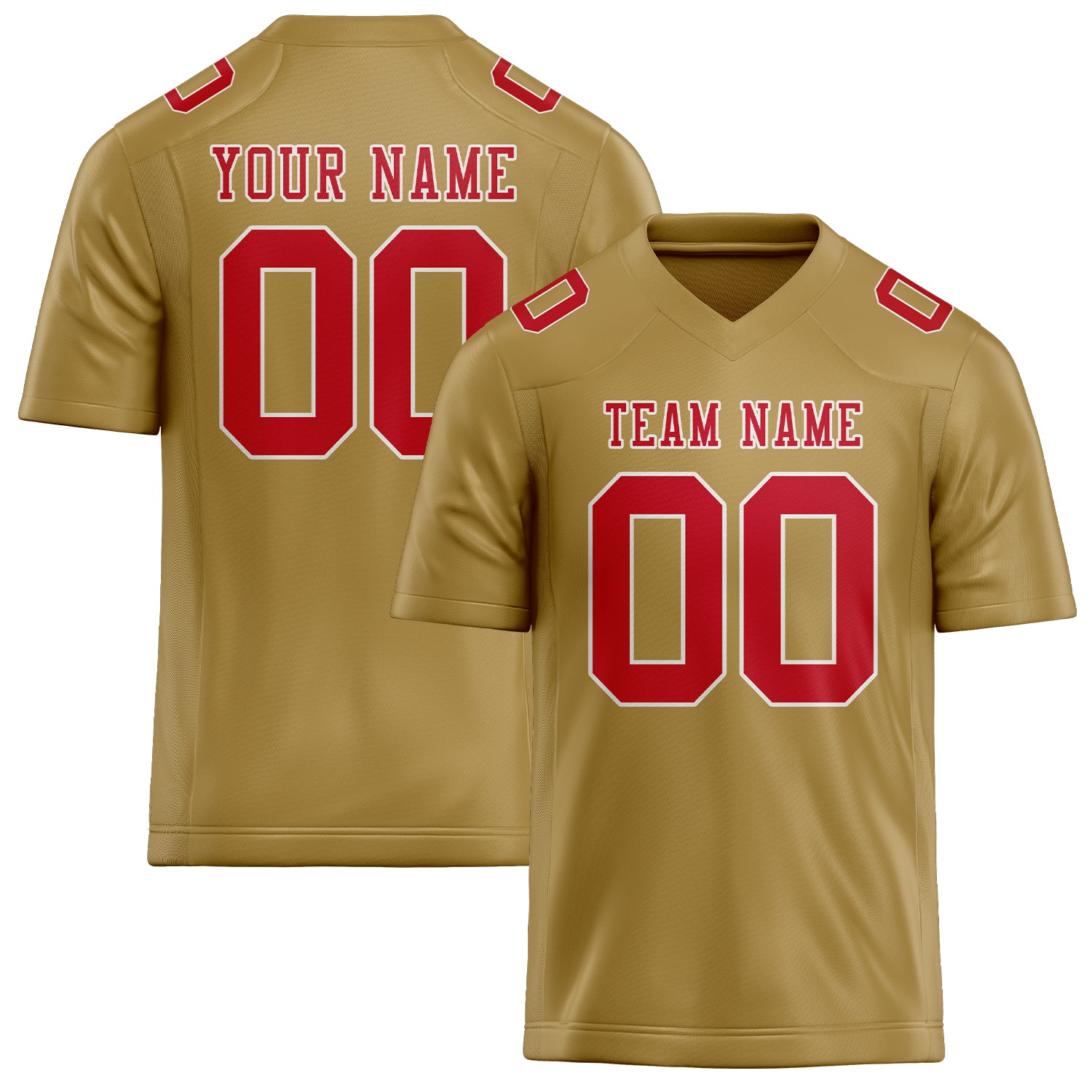 Custom Khaki Red Football Jersey