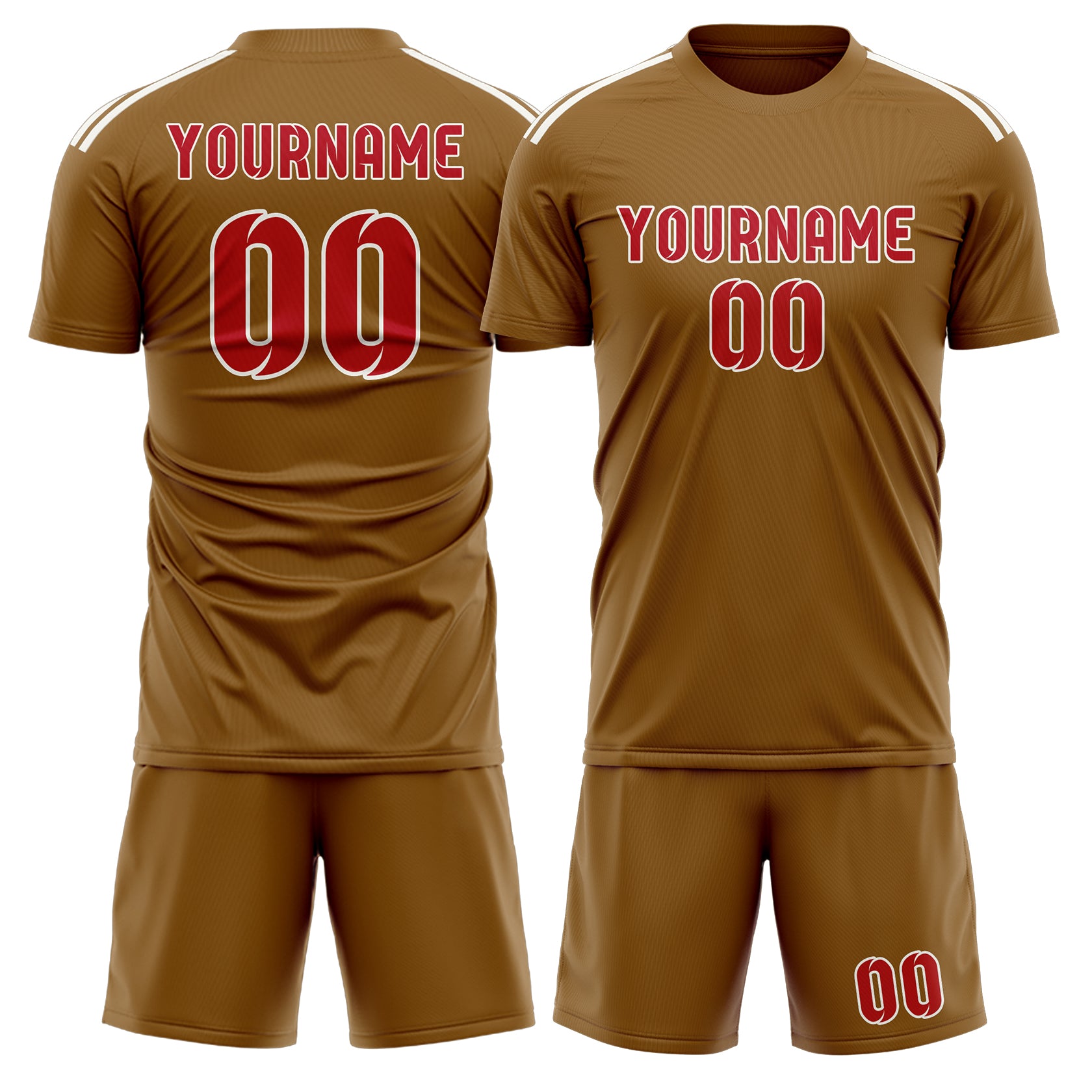 Custom Khaki Red Soccer Set