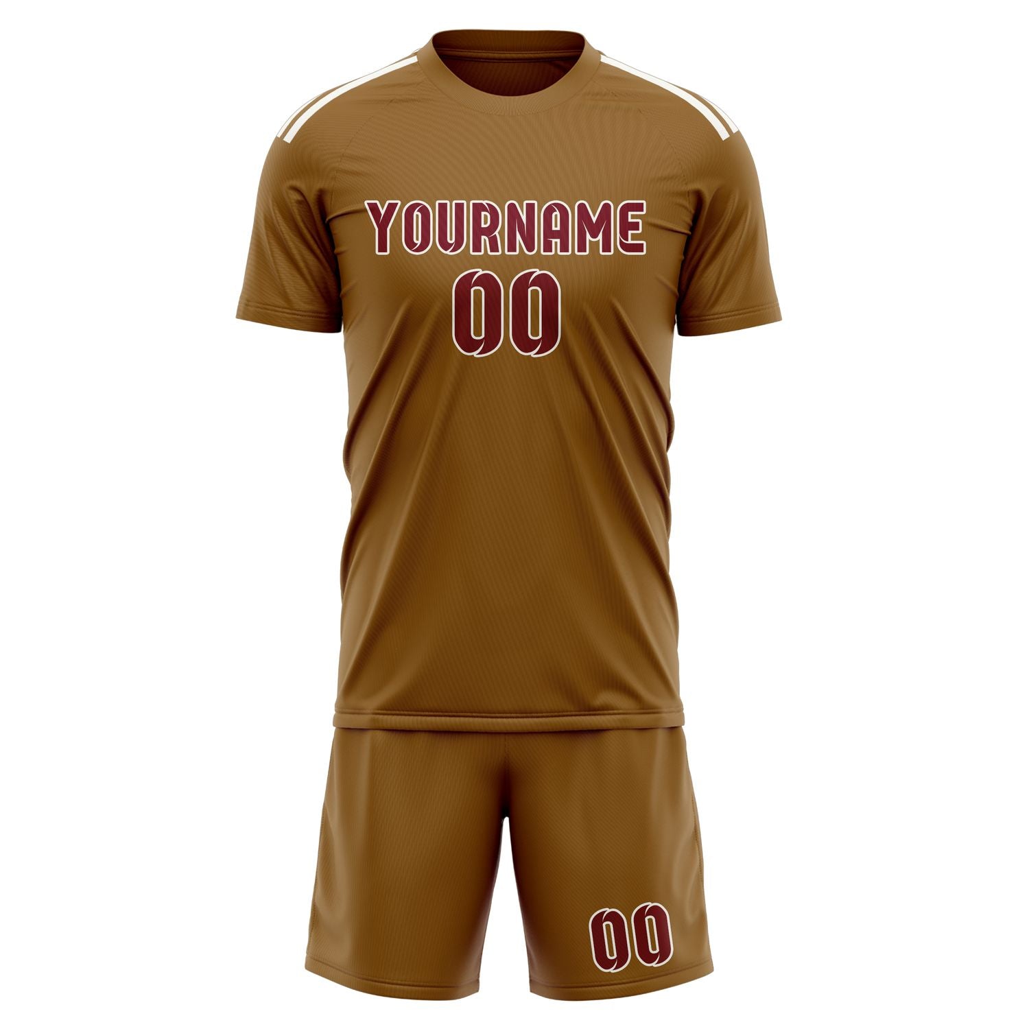 Custom Khaki Crimson Red Soccer Set