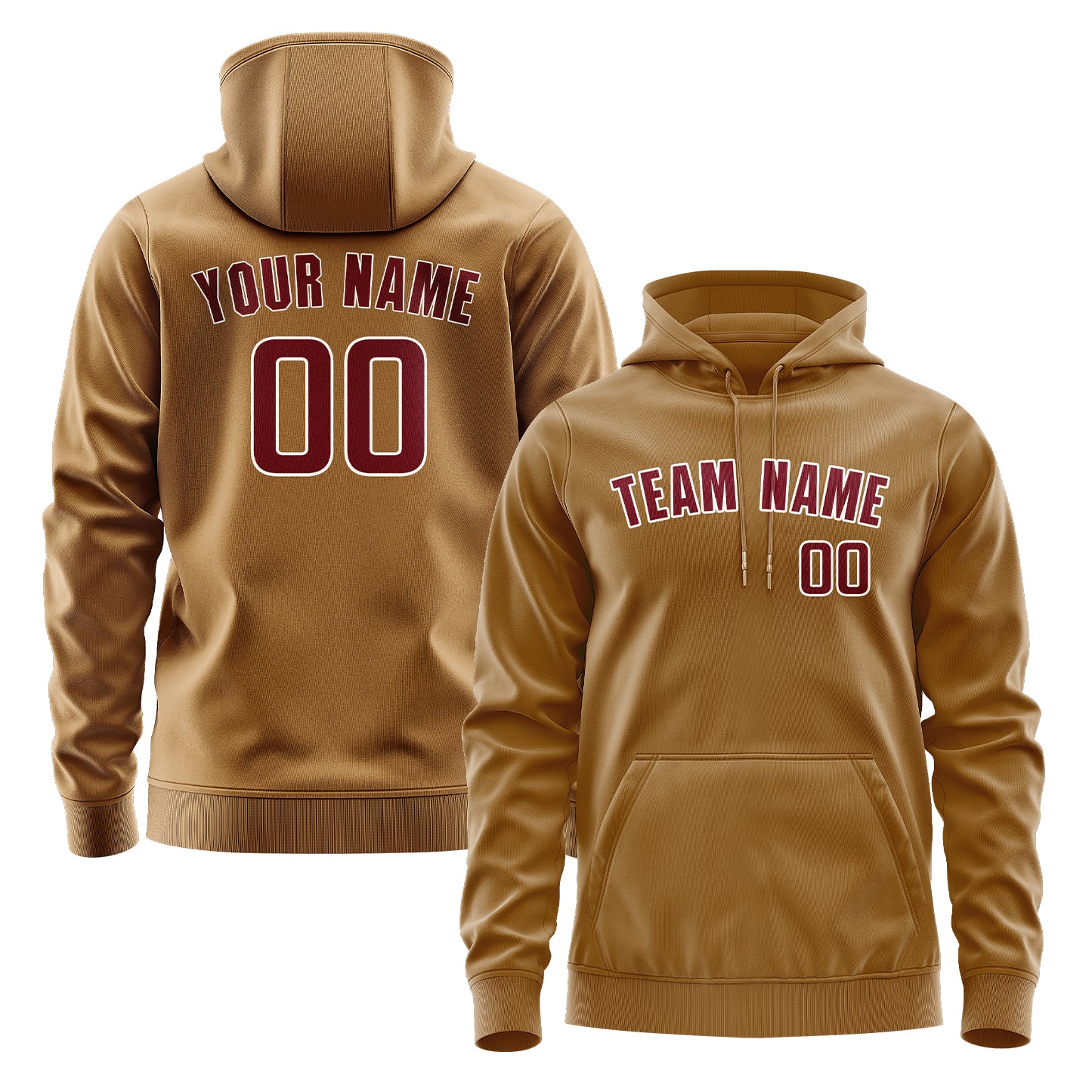Custom Khaki Crimson Red Hoodie