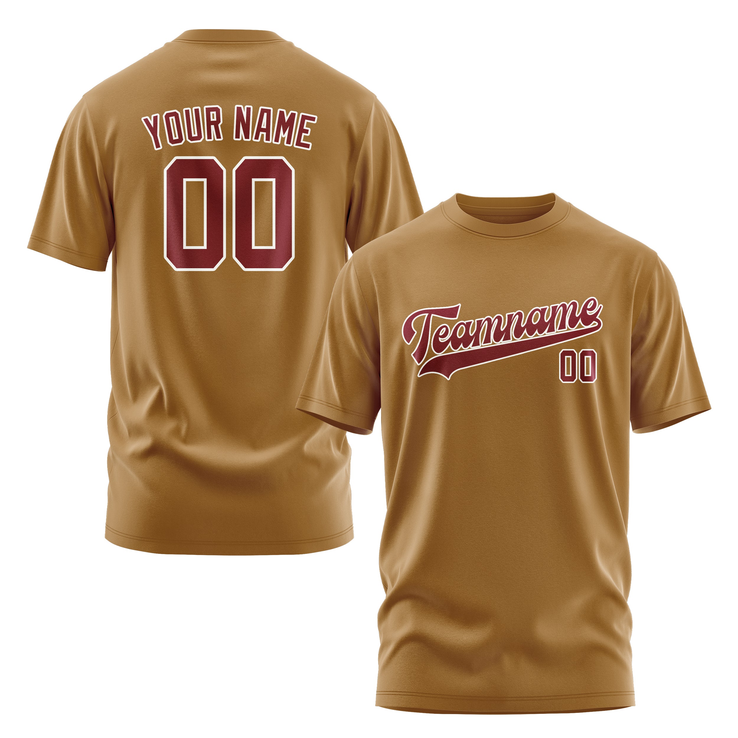 Custom Khaki Crimson Red T-Shirt