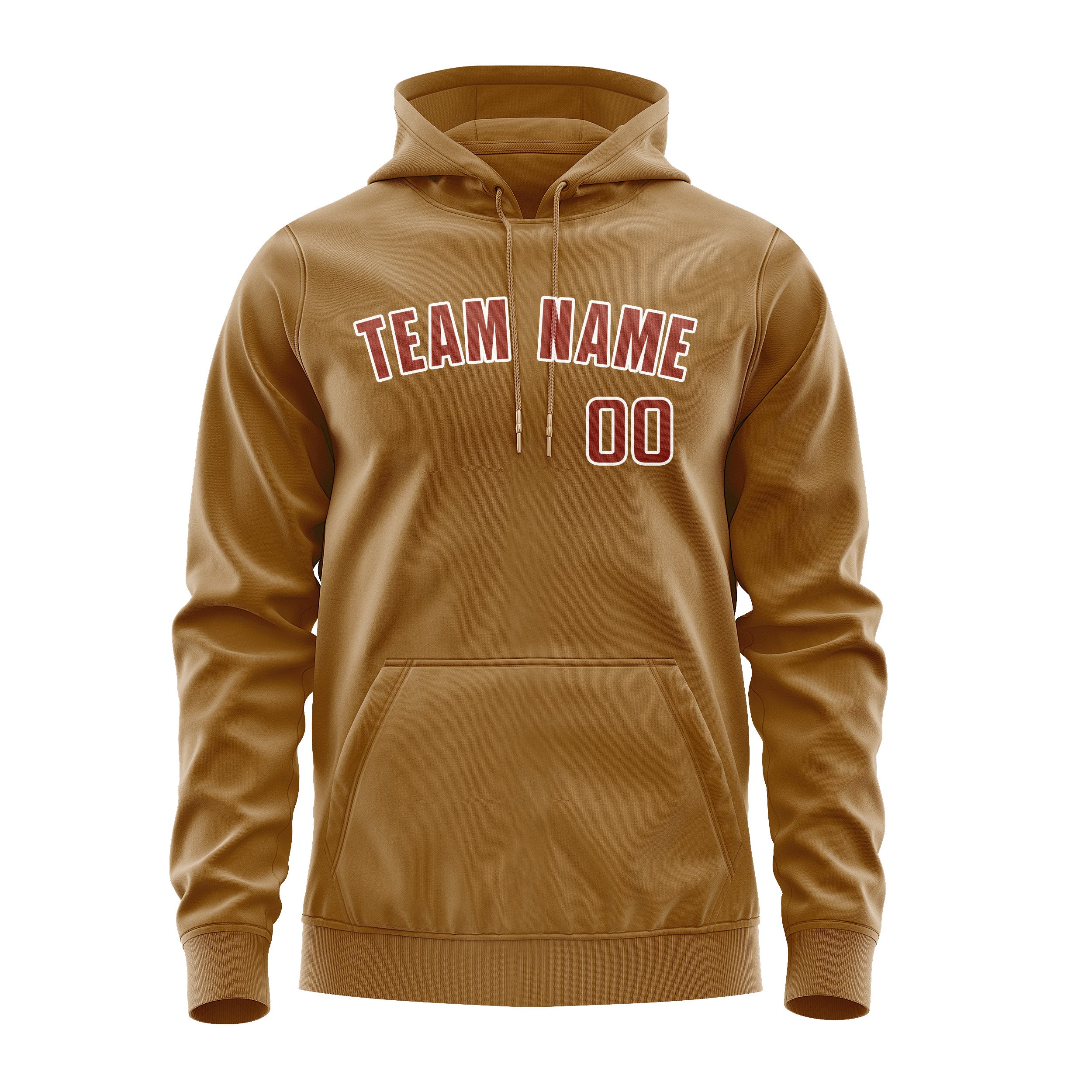Custom Khaki Coral Red Hoodie