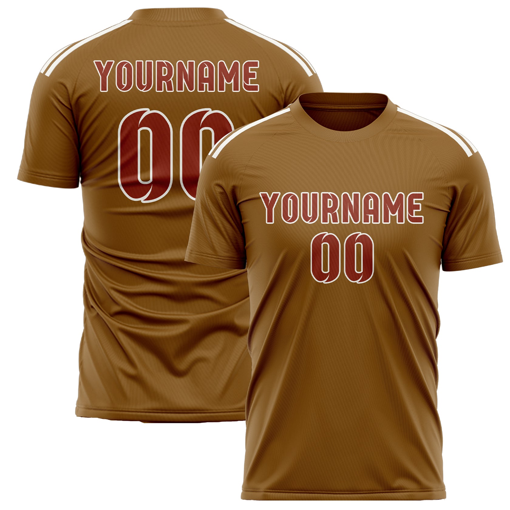 Custom Khaki Coral Red Soccer Jersey