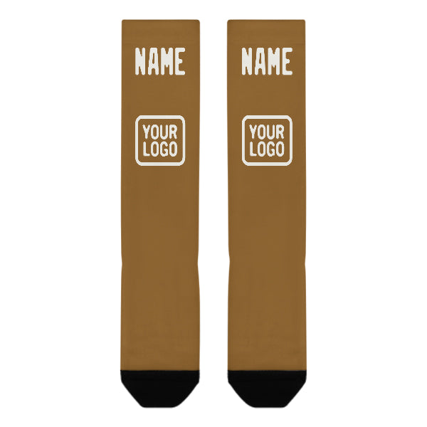 Custom Khaki White Knee-High Sock