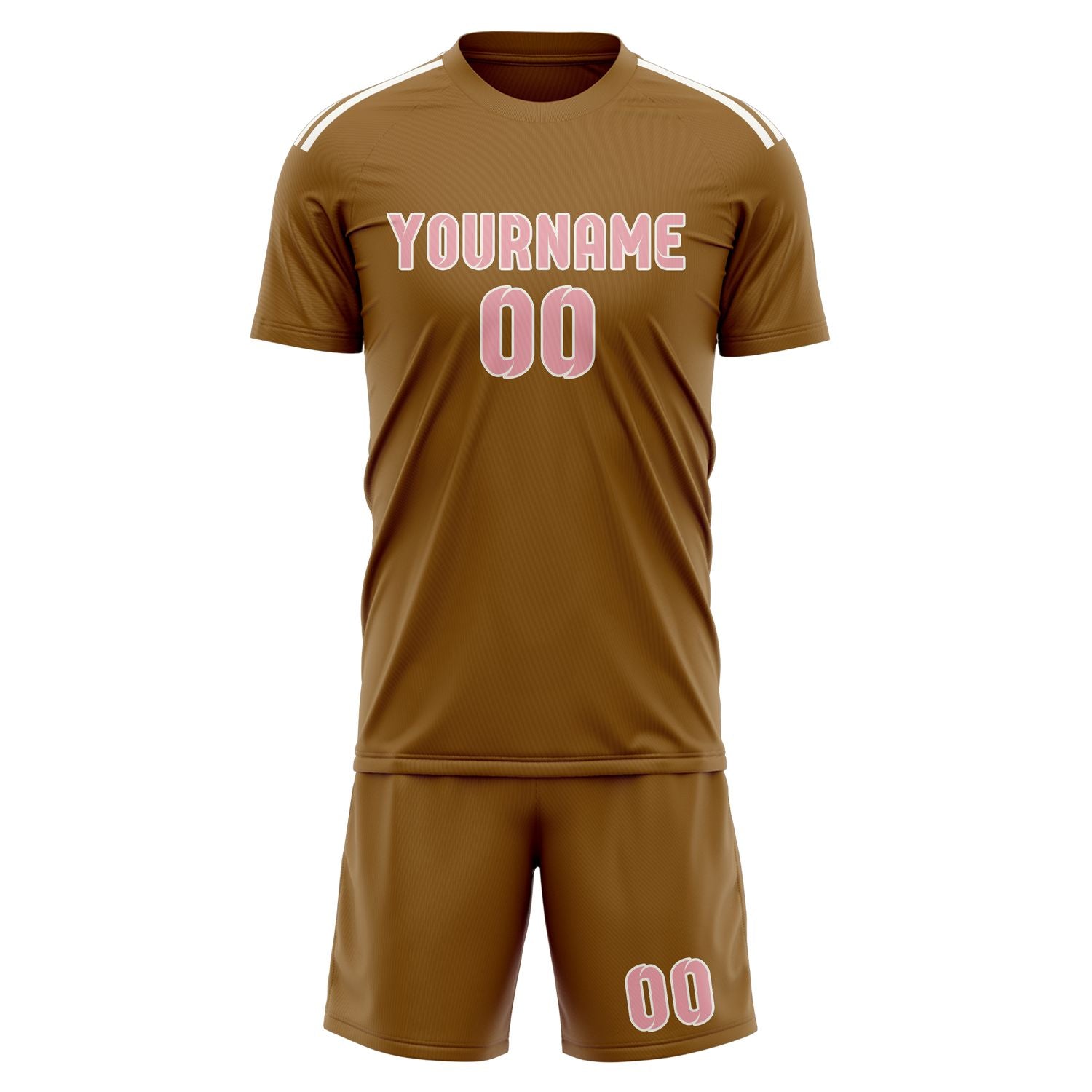 Custom Khaki Light Pink Soccer Set