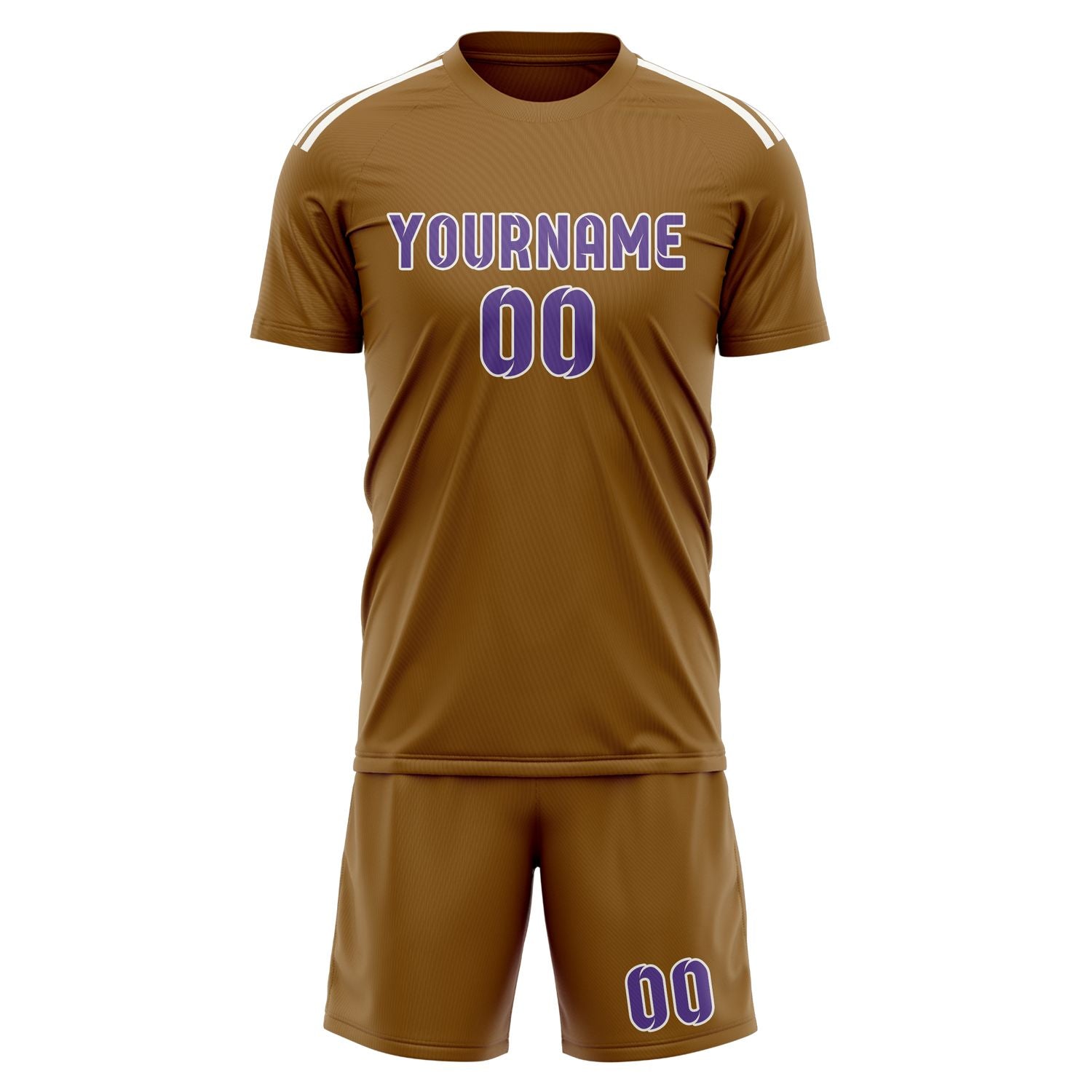 Custom Khaki Light Purple Soccer Set