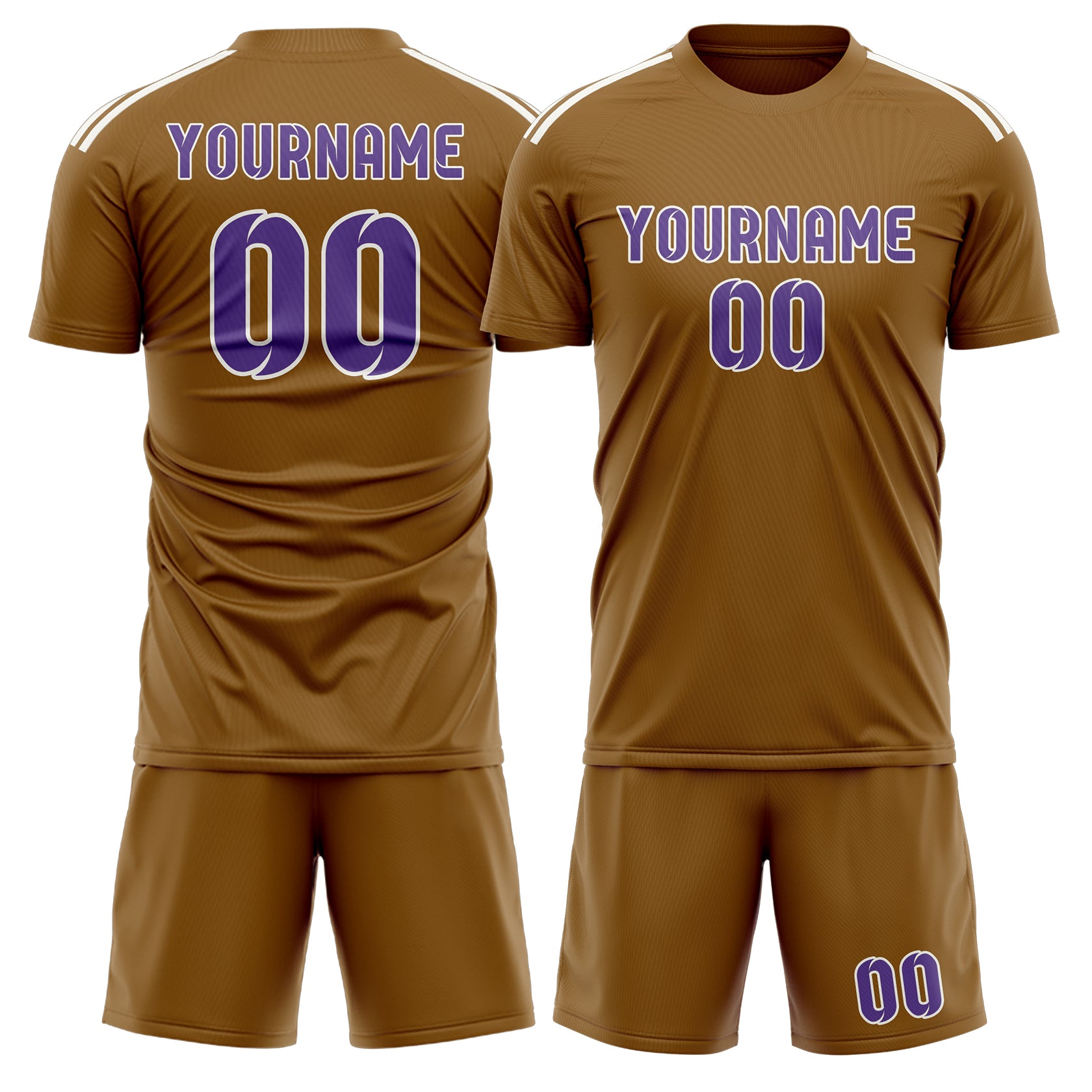 Custom Khaki Light Purple Soccer Set