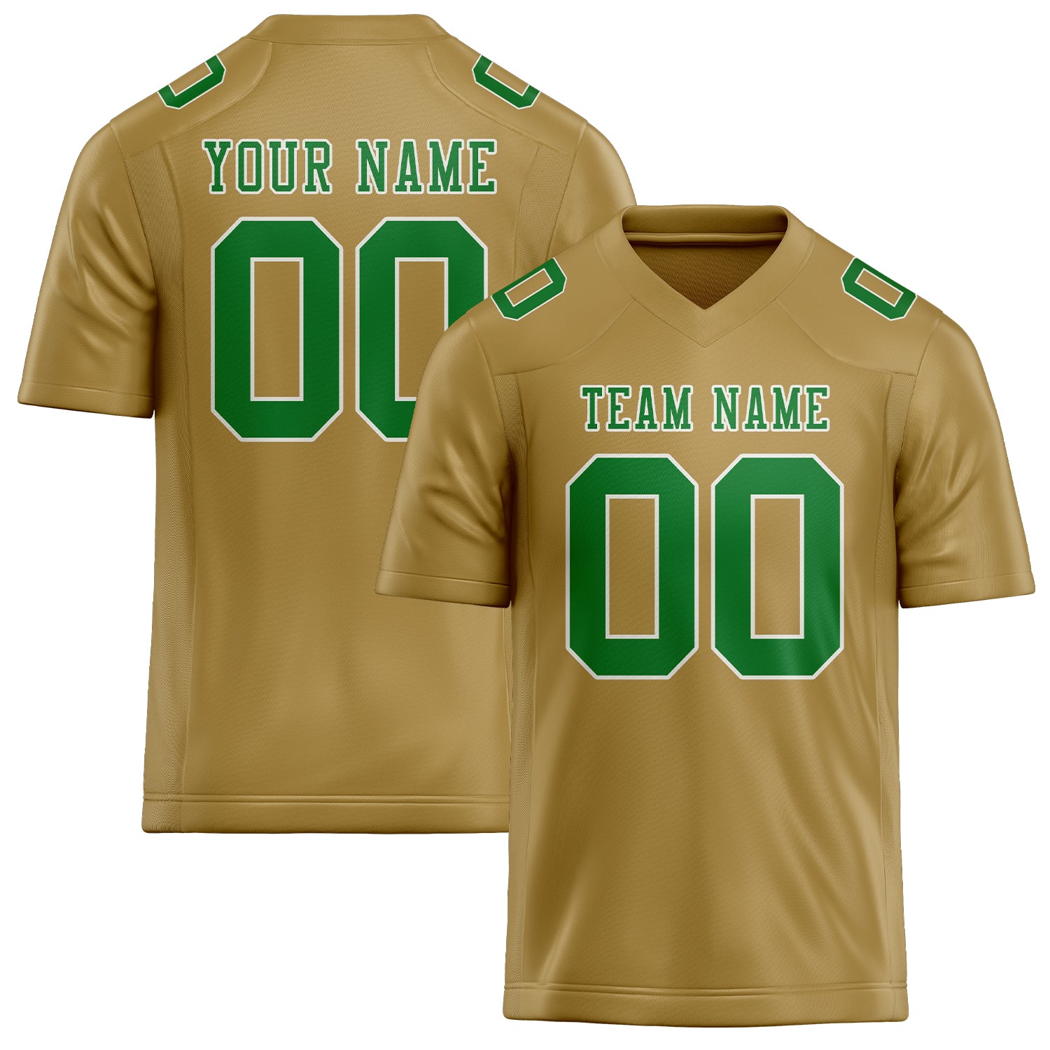 Custom Khaki Emerald Green Football Jersey