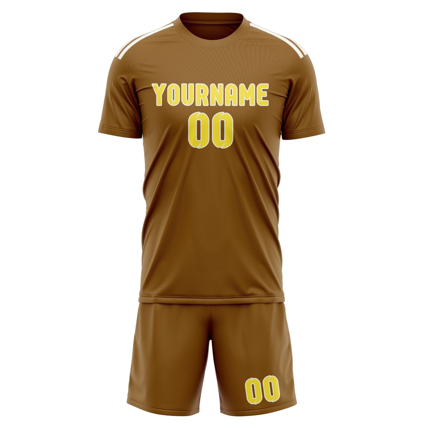 Custom Khaki Light Yellow Soccer Set