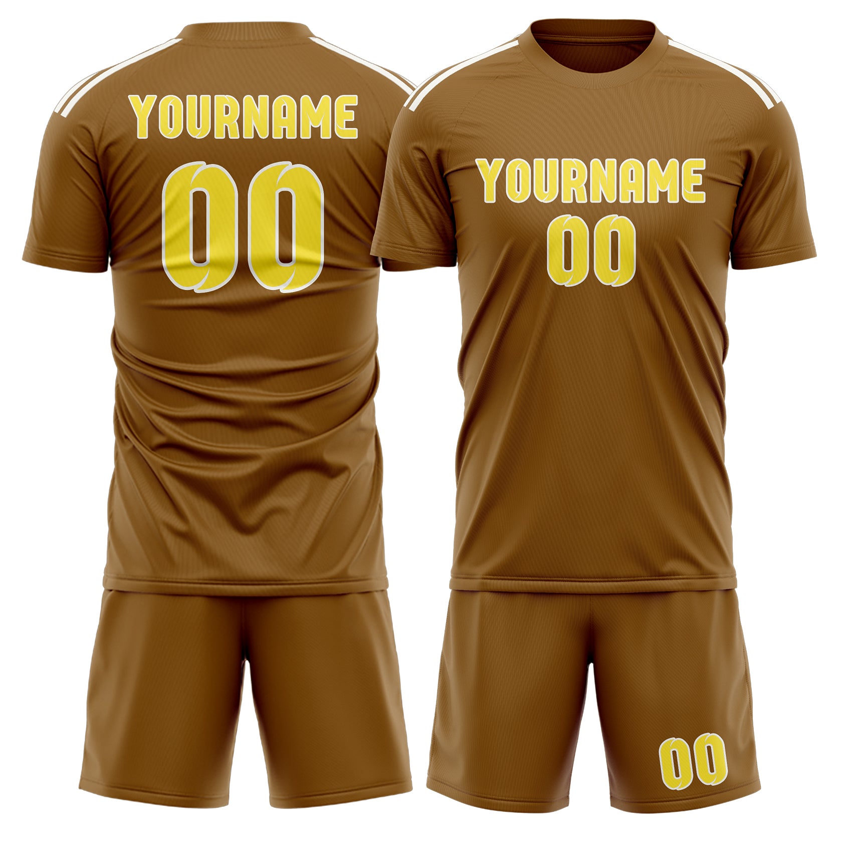 Custom Khaki Light Yellow Soccer Set