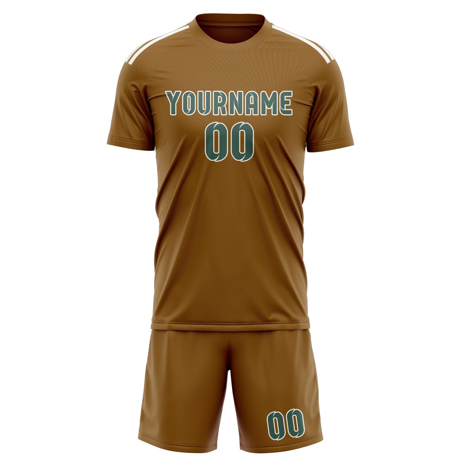 Custom Khaki Blue Green Soccer Set
