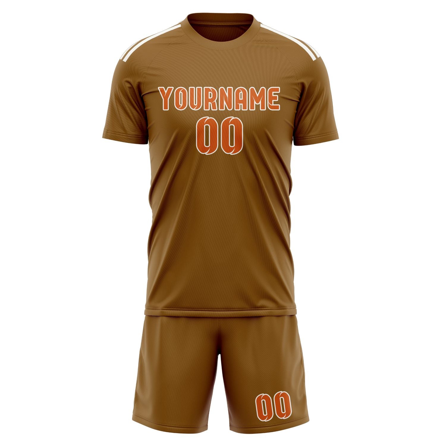 Custom Khaki Orange Soccer Set