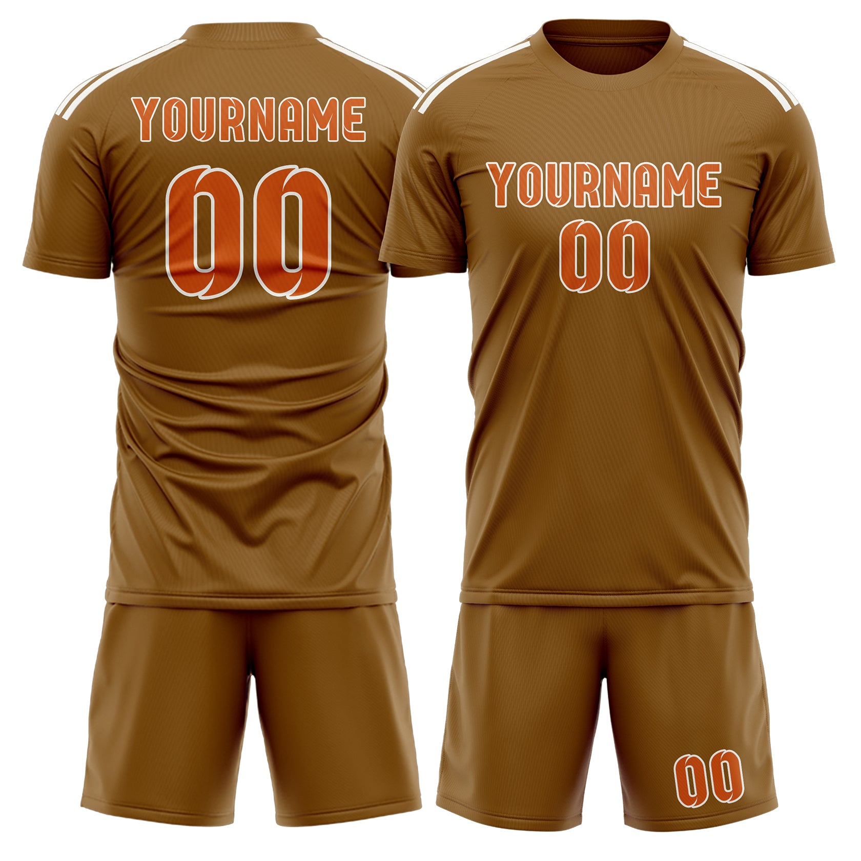 Custom Khaki Orange Soccer Set