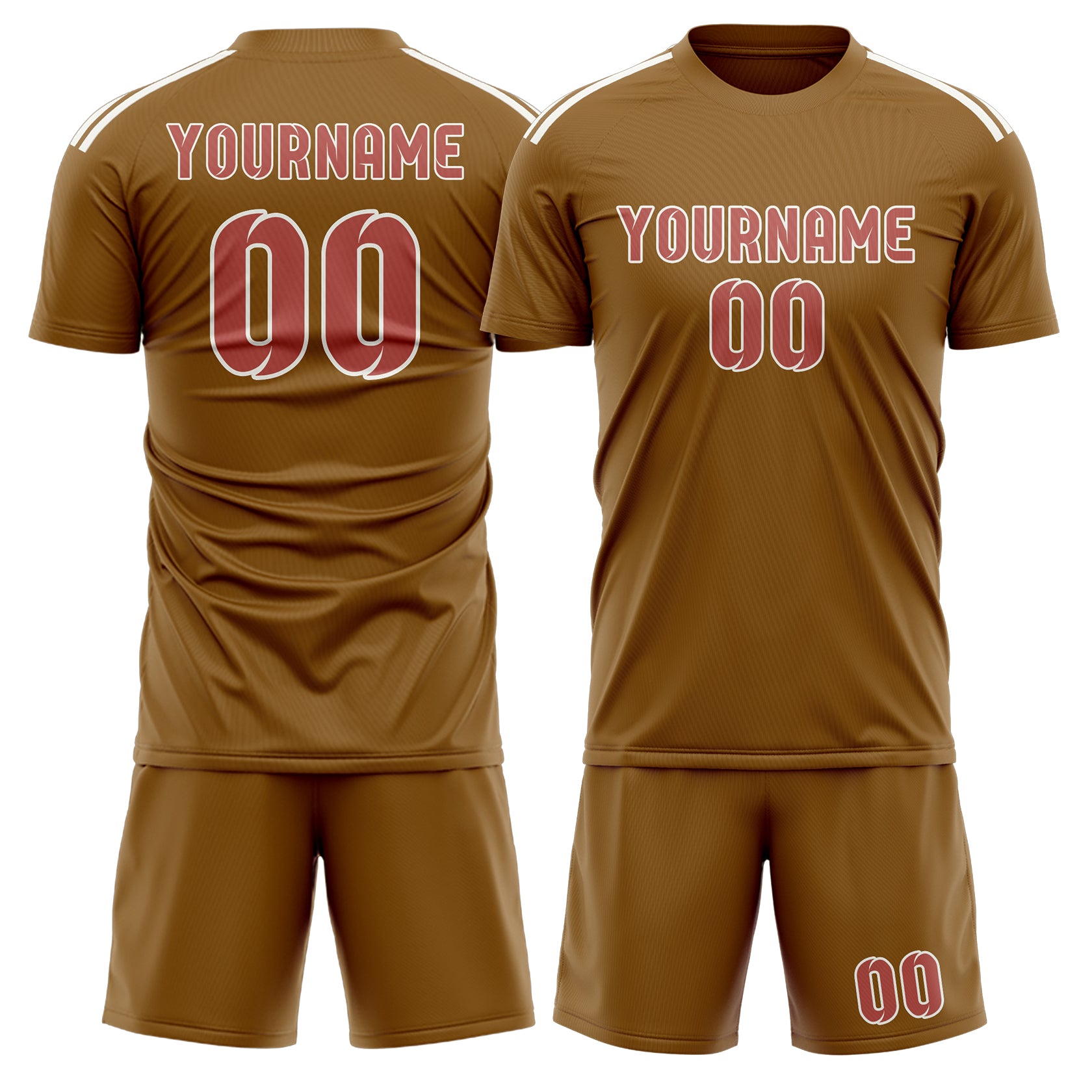 Custom Khaki Copper Rose Soccer Set