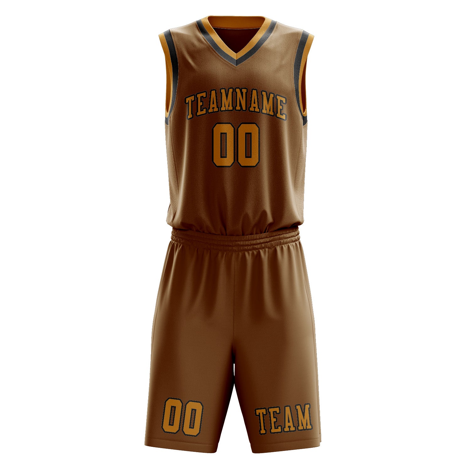 Custom Khaki Yellow Basketball Set