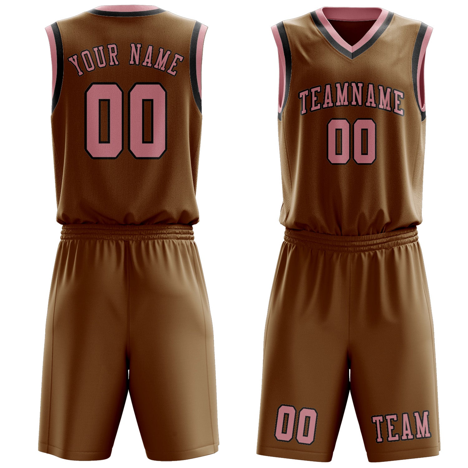Custom Khaki Light Pink Basketball Set