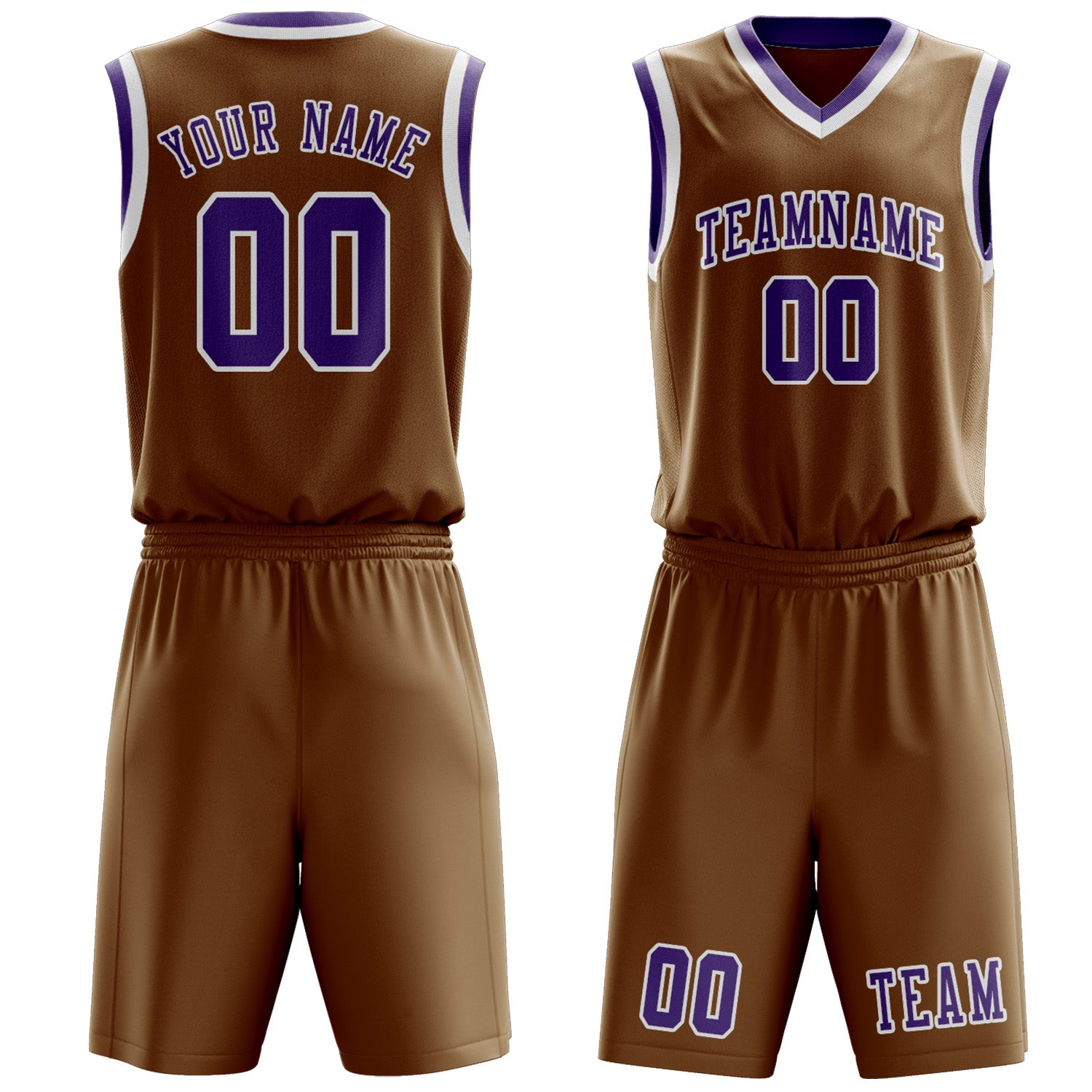 Custom Khaki Light Purple Basketball Set