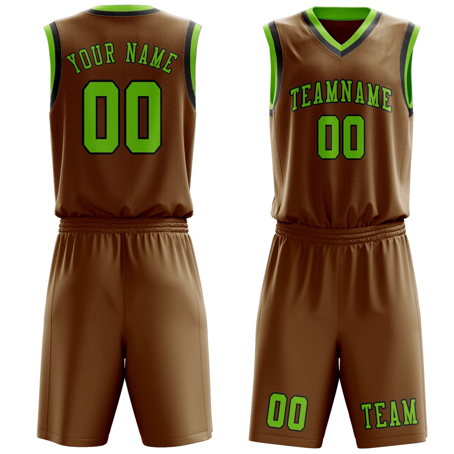 Custom Khaki Emerald Green Basketball Set