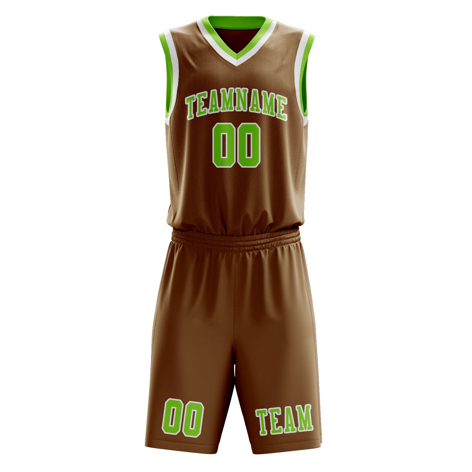 Custom Khaki Emerald Green Basketball Set