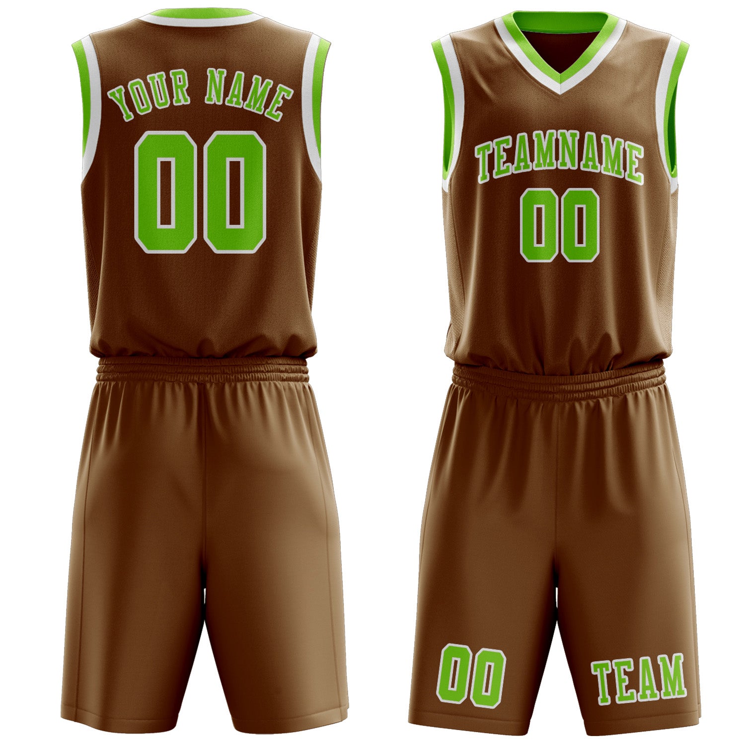 Custom Khaki Emerald Green Basketball Set
