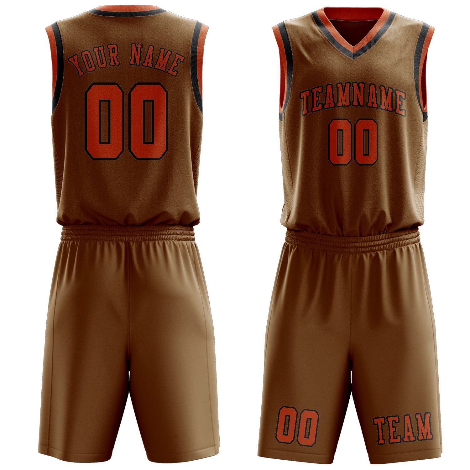 Custom Khaki Orange Basketball Set