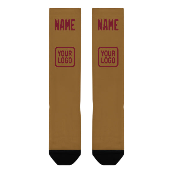 Custom Khaki Crimson Red Knee-High Sock