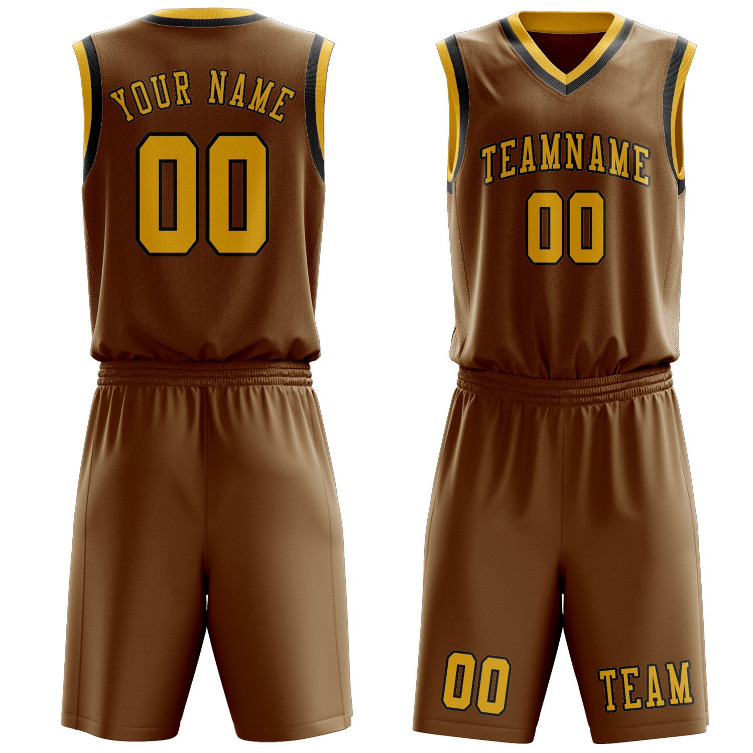 Custom Khaki Gold Basketball Set