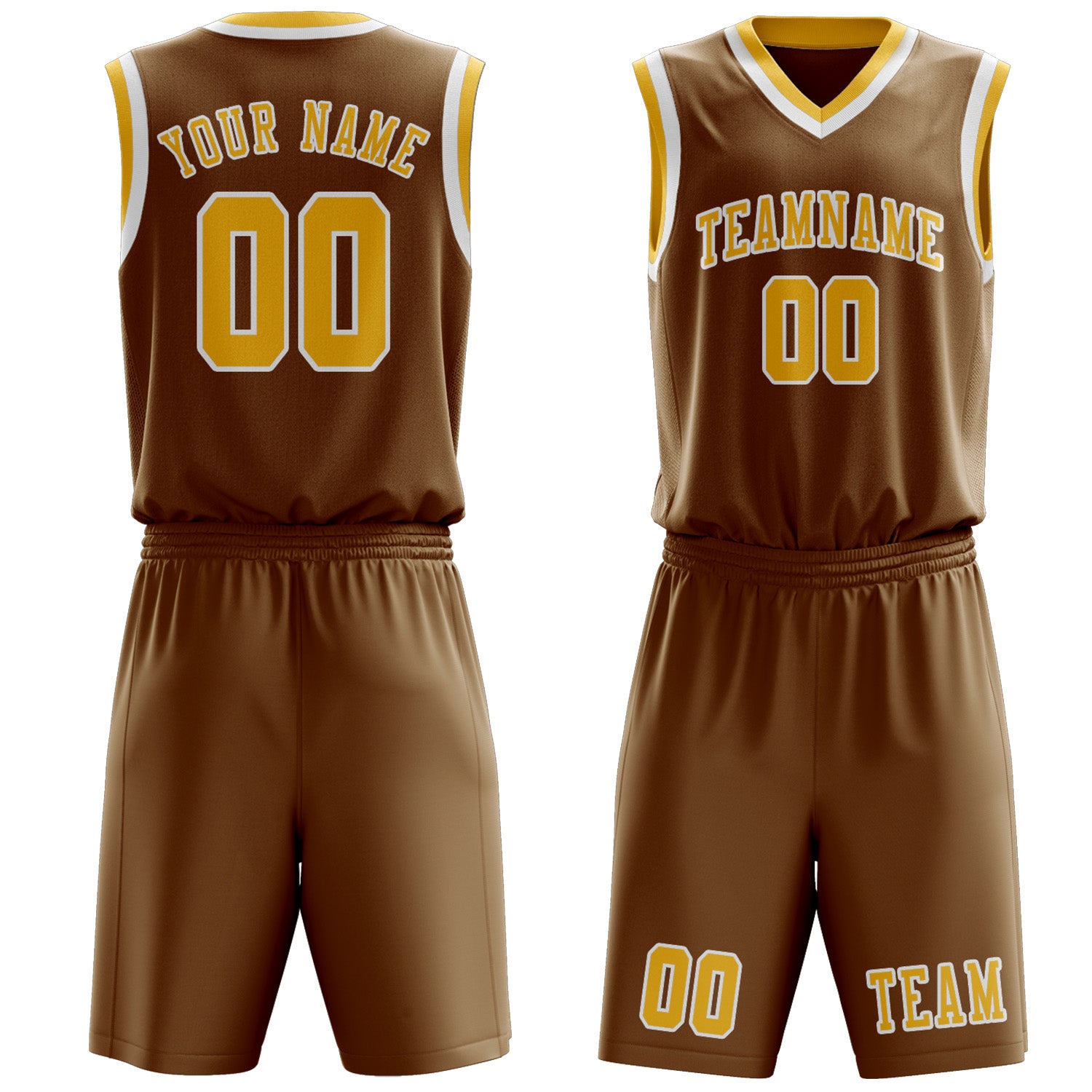 Custom Khaki Gold Basketball Set