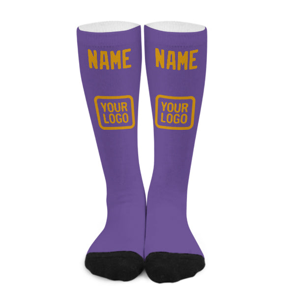 Custom Light Purple Yellow Knee-High Sock