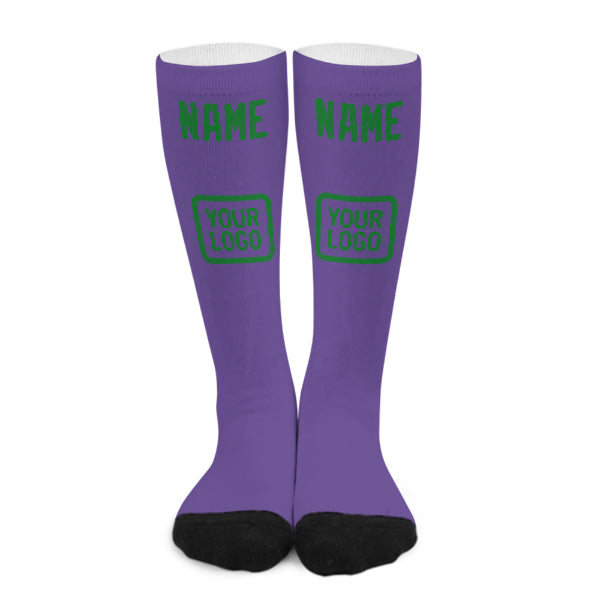Custom Light Purple Emerald Green Knee-High Sock