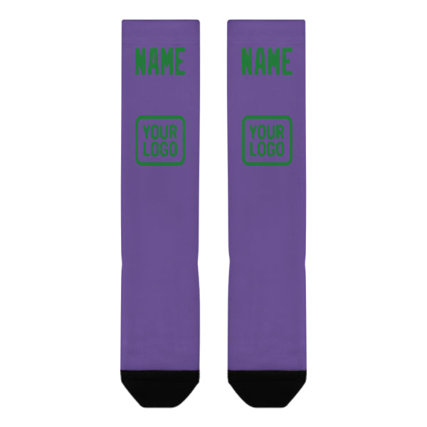 Custom Light Purple Emerald Green Knee-High Sock