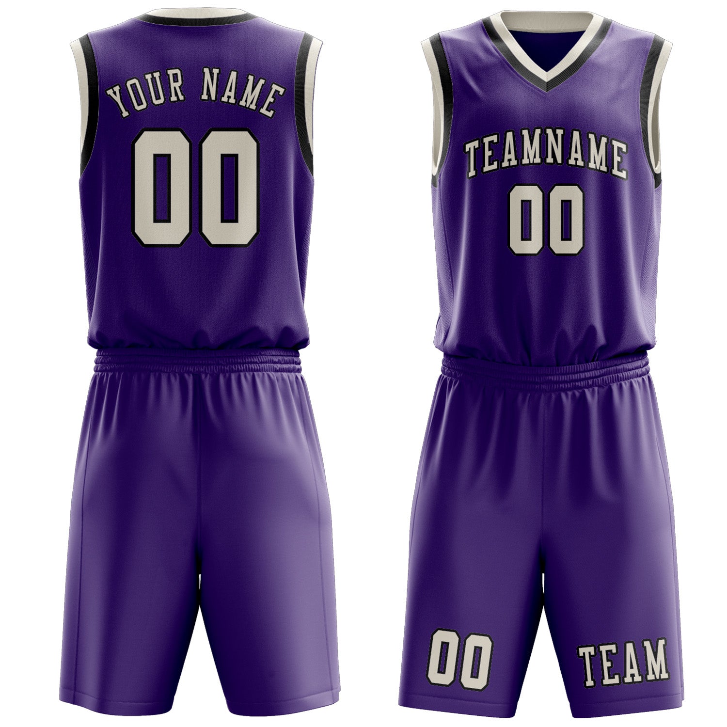 Custom Light Purple Cream Basketball Set