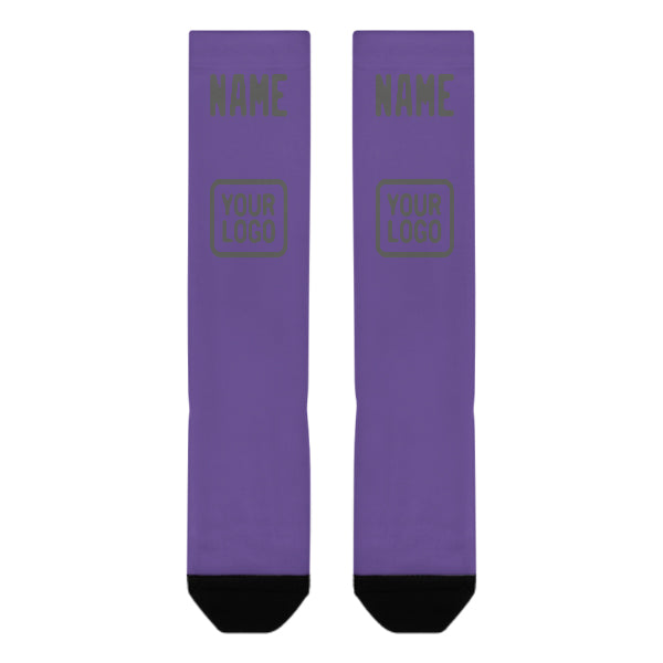 Custom Light Purple Dark Grey Knee-High Sock