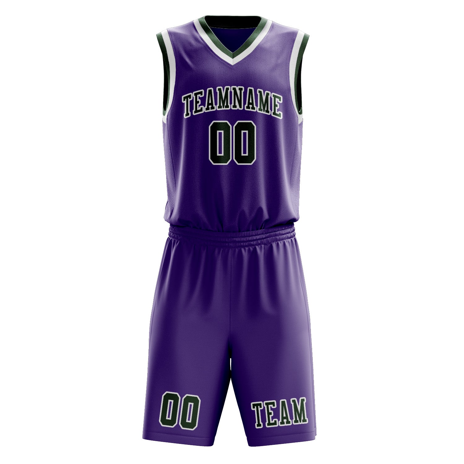 Custom Light Purple Dark Green Basketball Set