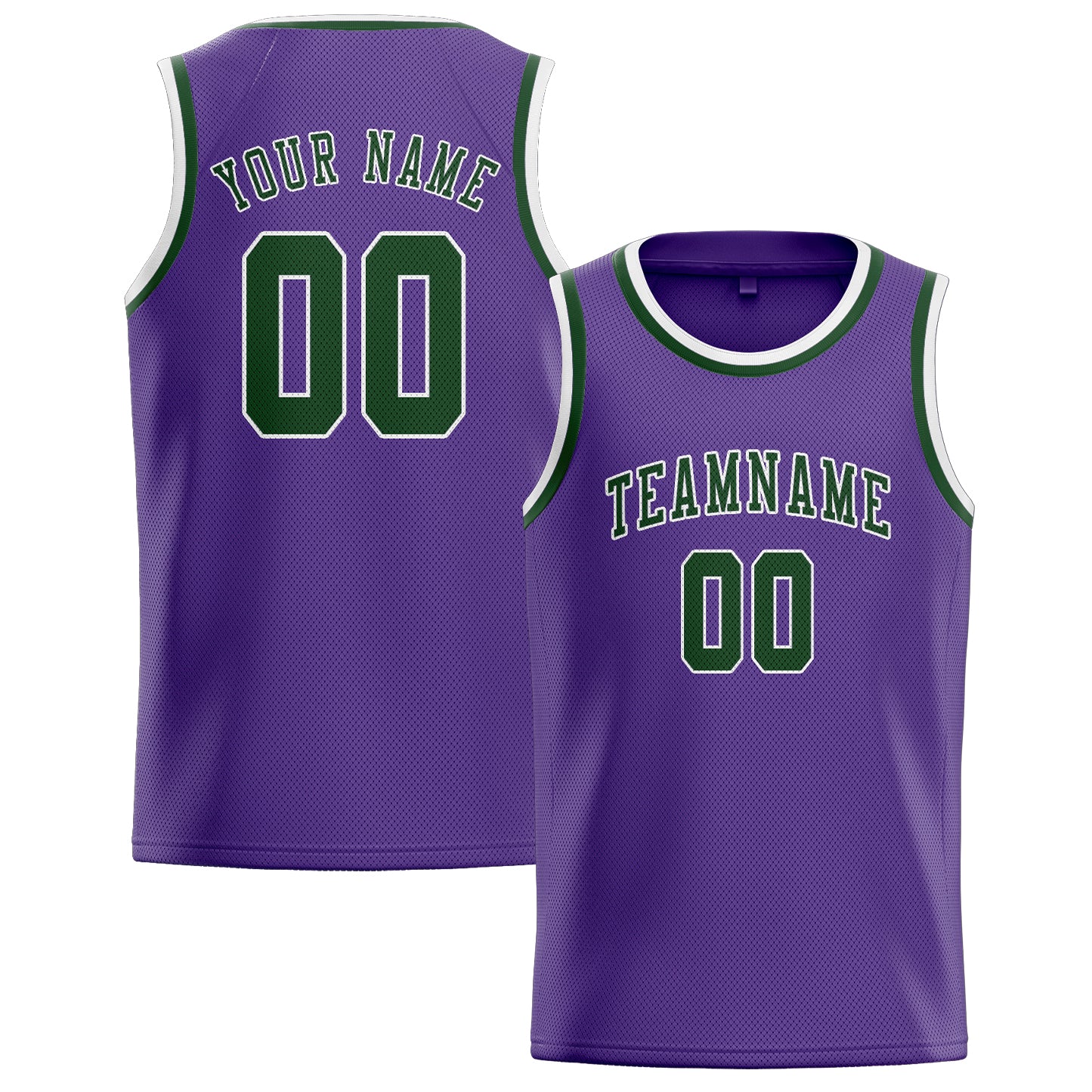 Custom Light Purple Dark Green Basketball Jersey