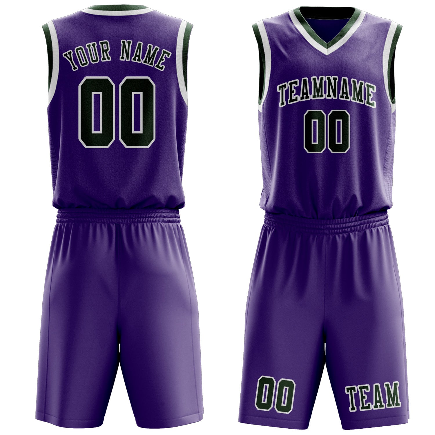 Custom Light Purple Dark Green Basketball Set