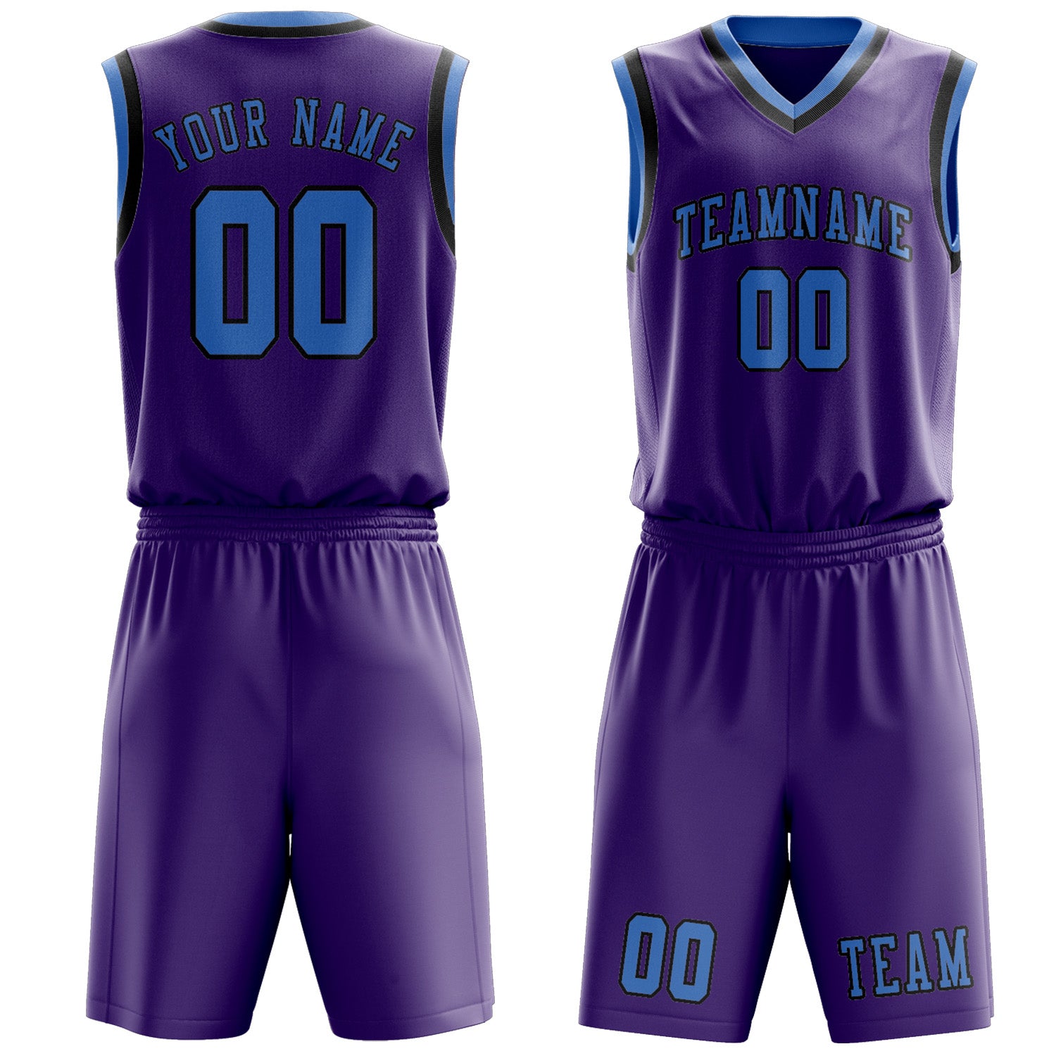 Custom Light Purple Light Blue Basketball Set