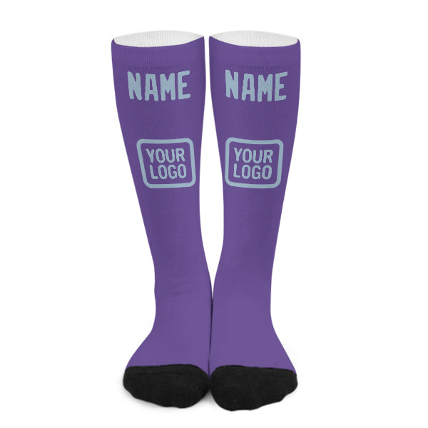 Custom Light Purple Light Blue Knee-High Sock