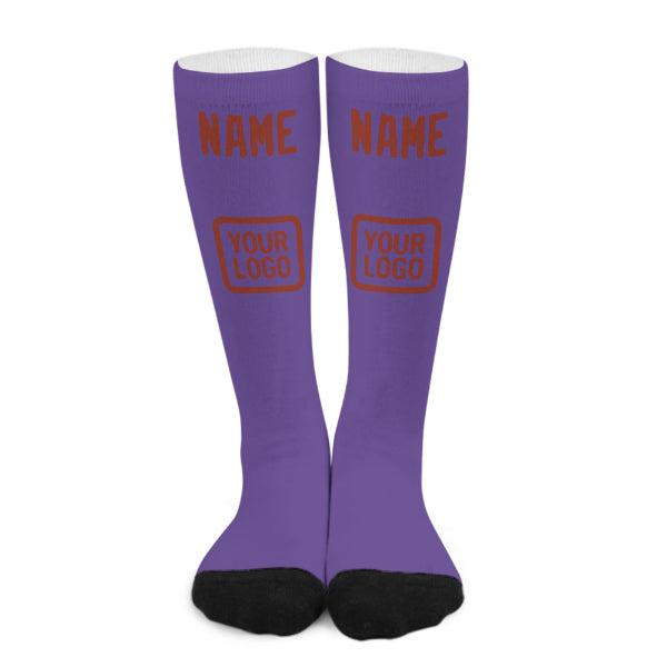 Custom Light Purple Coral Red Knee-High Sock