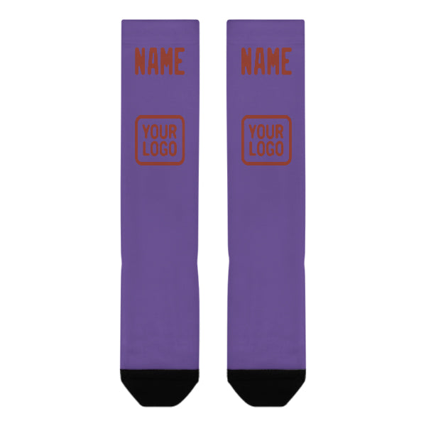 Custom Light Purple Coral Red Knee-High Sock