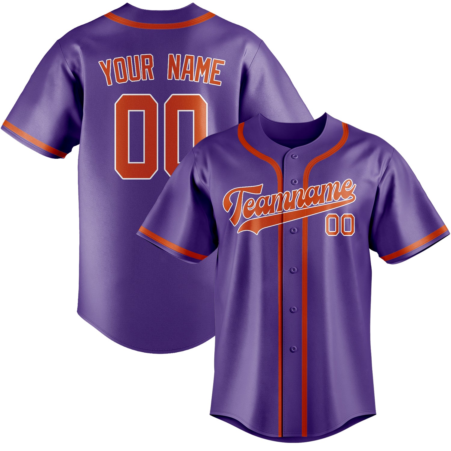 Custom Light Purple Orange Red Baseball Jersey