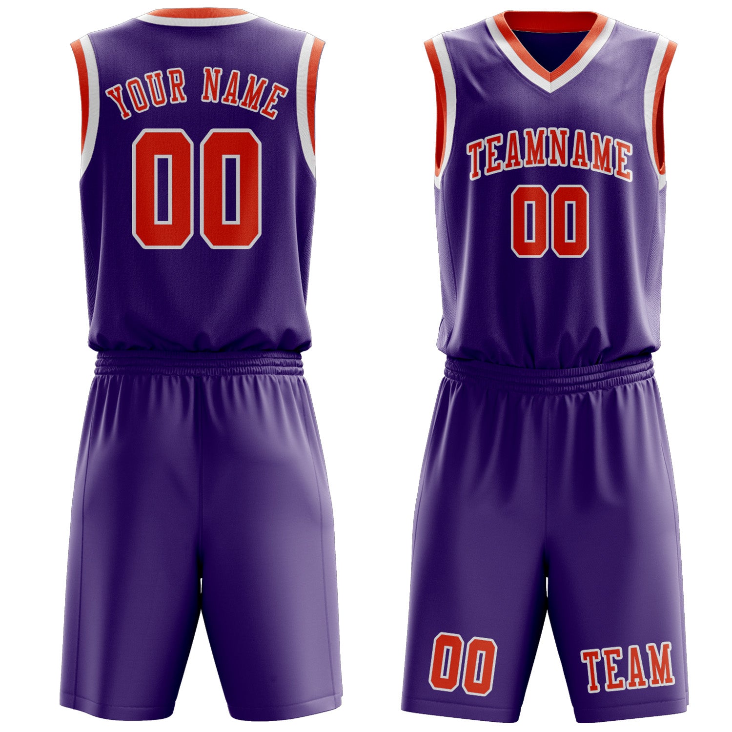 Custom Light Purple Orange Red Basketball Set