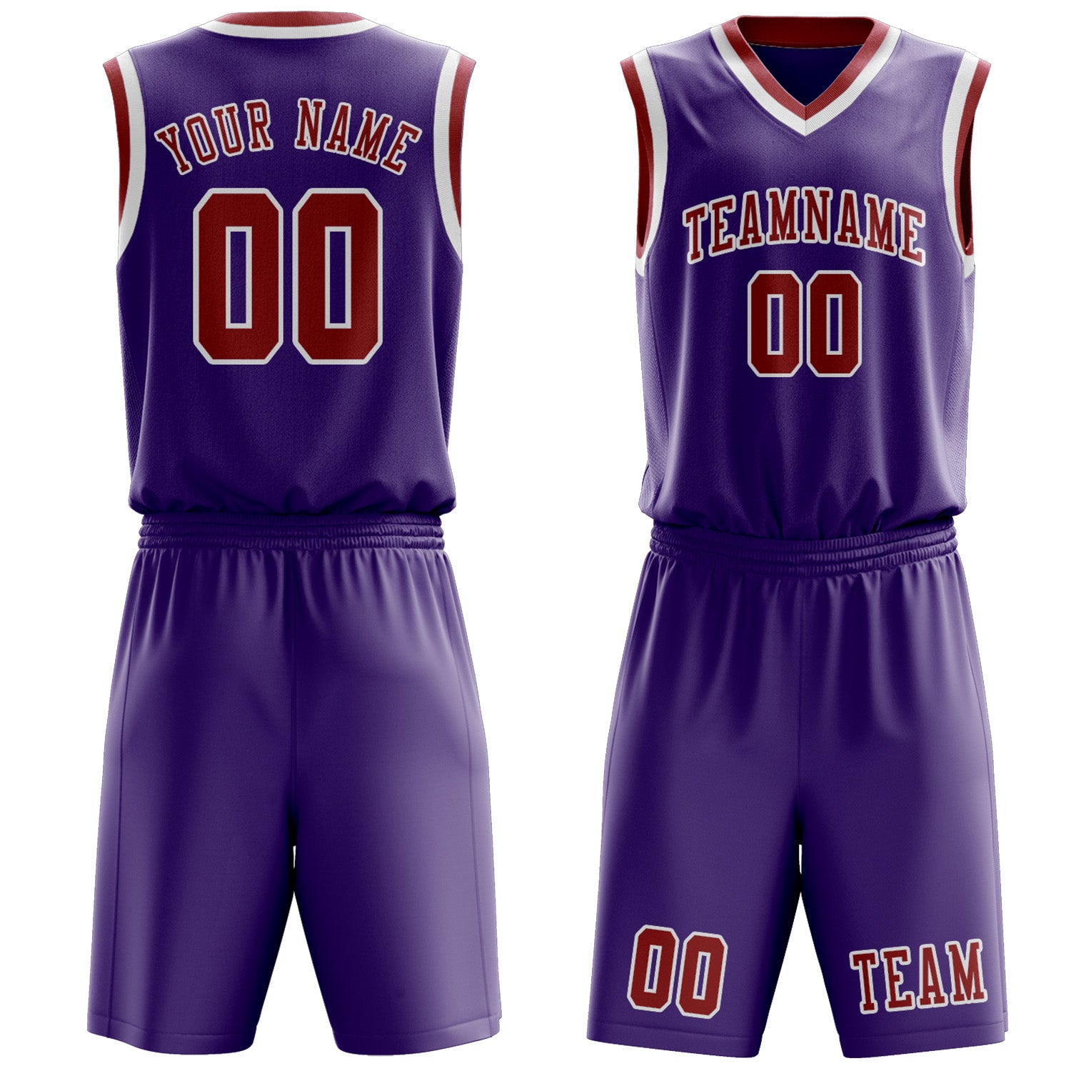 Custom Light Purple Red Basketball Set