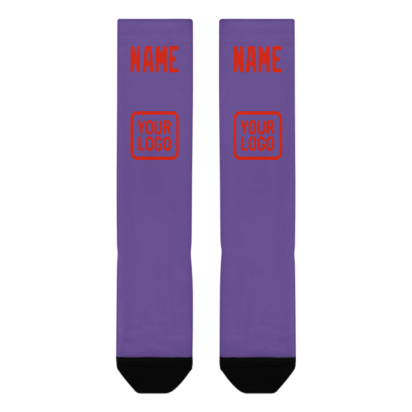 Custom Light Purple Orange Red Knee-High Sock
