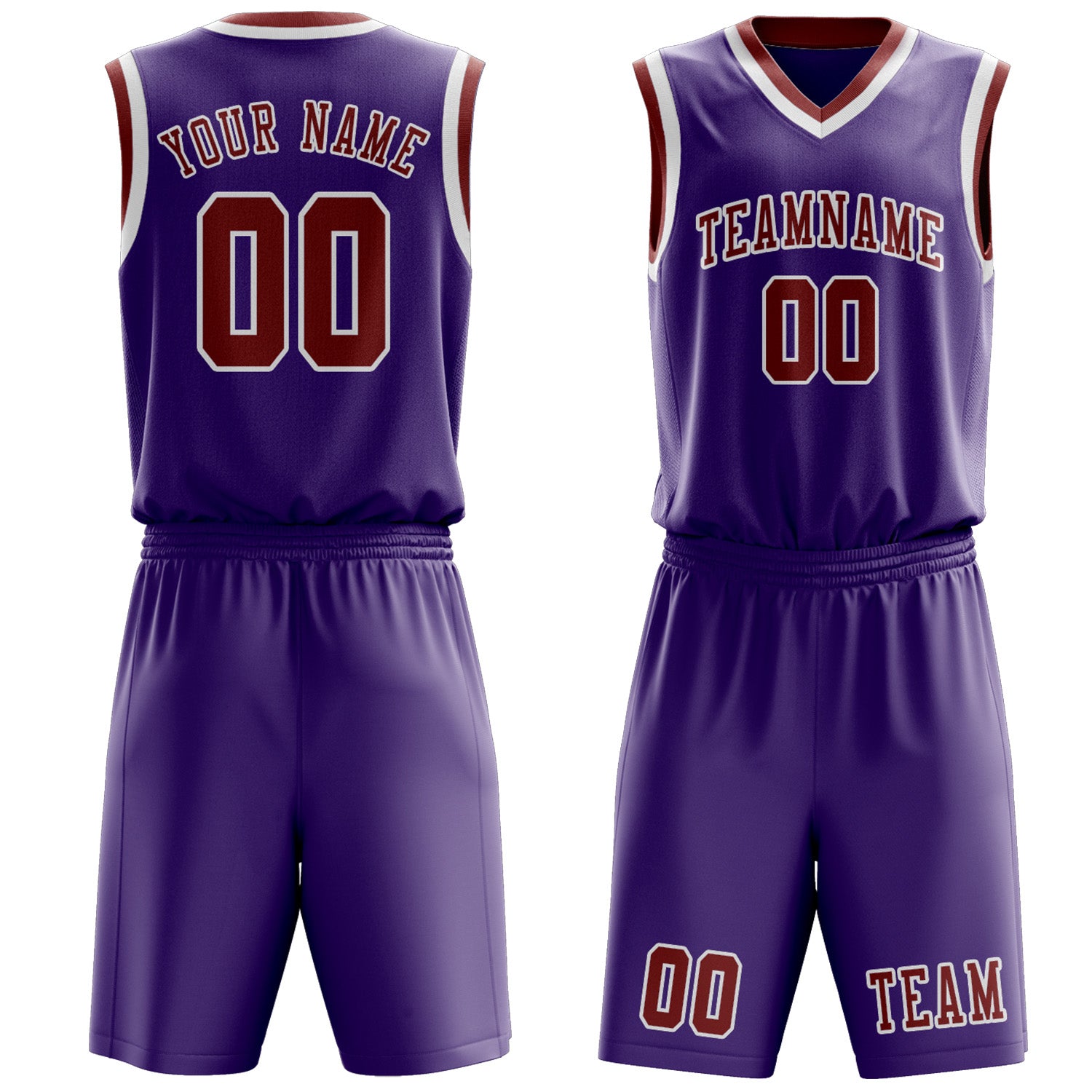 Custom Light Purple Coral Red Basketball Set