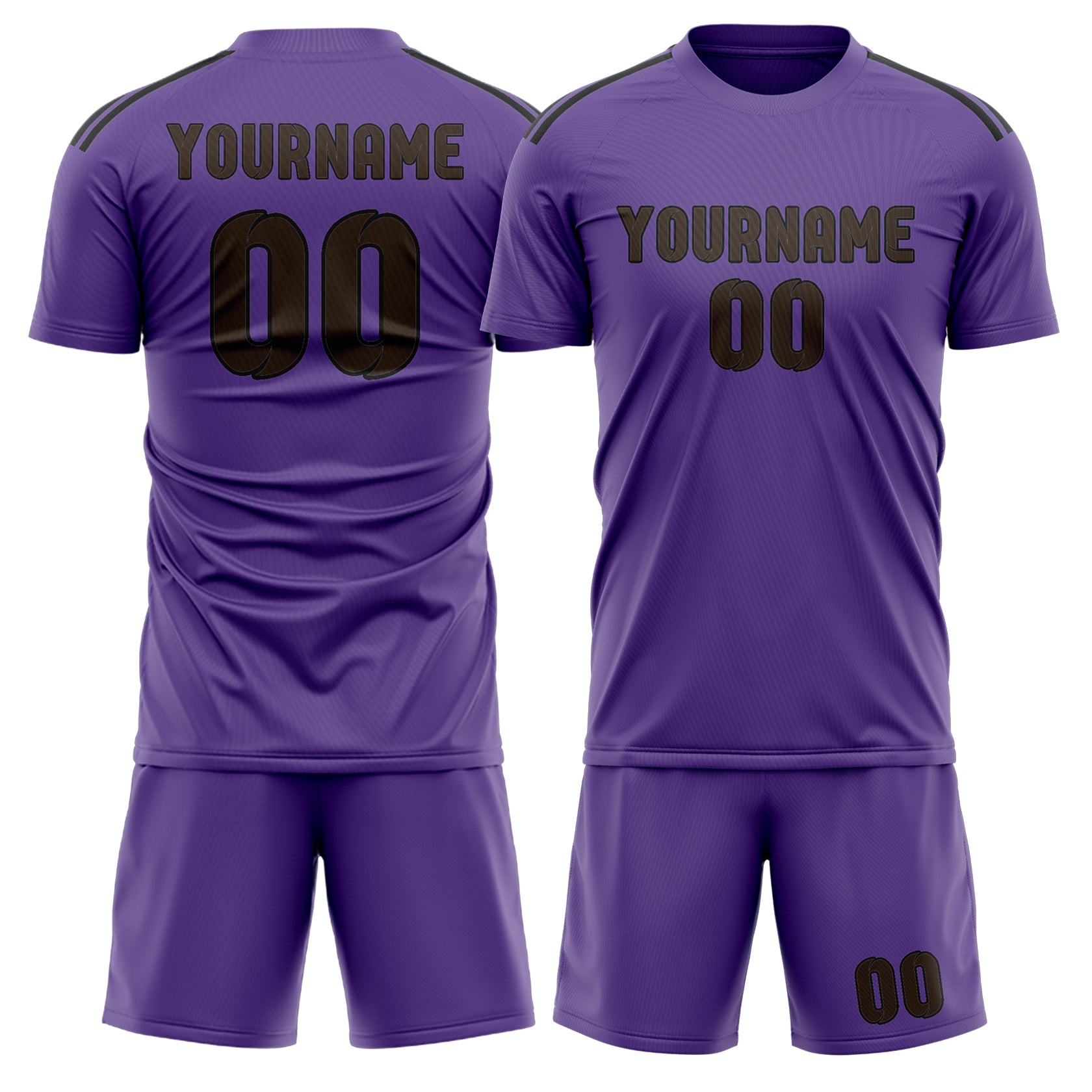 Custom Light Purple Brown Soccer Set