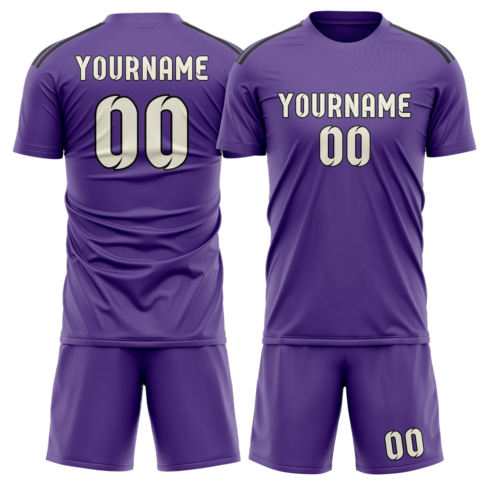 Custom Light Purple Cream Soccer Set